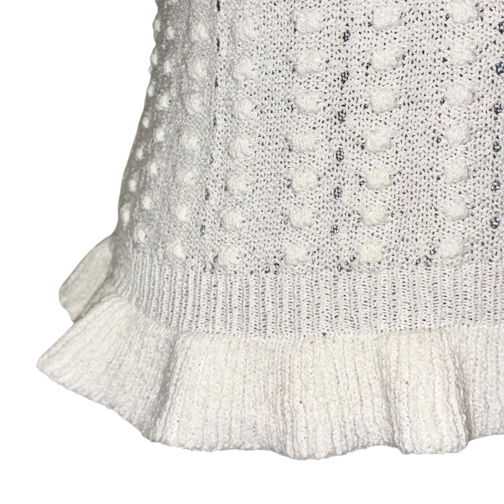 INC International Concepts Cream Knit Ruffle Hem Sweater - Picture 3 of 11